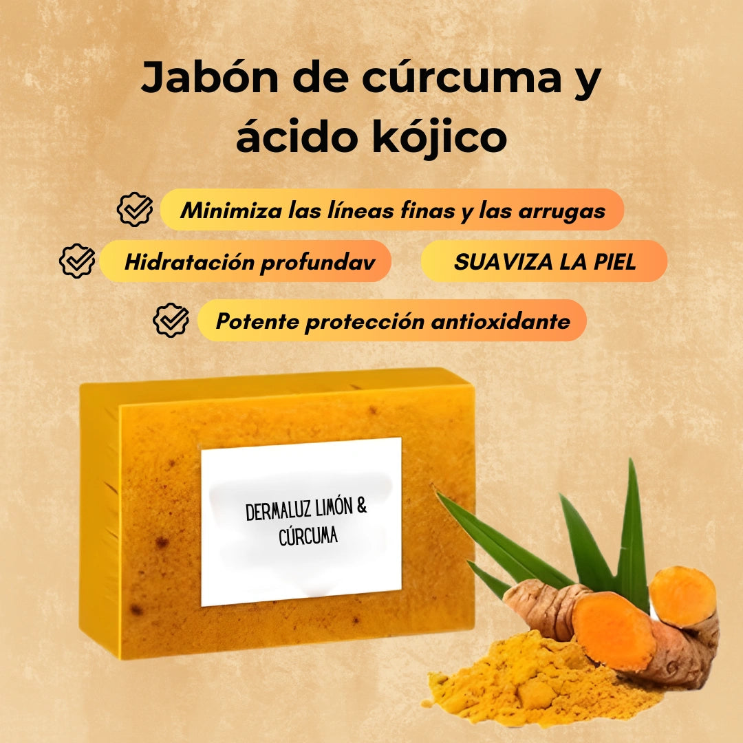 Dermaluz  Jabón de Cúrcuma + Ácido Kójico + Limón - 3 X 1